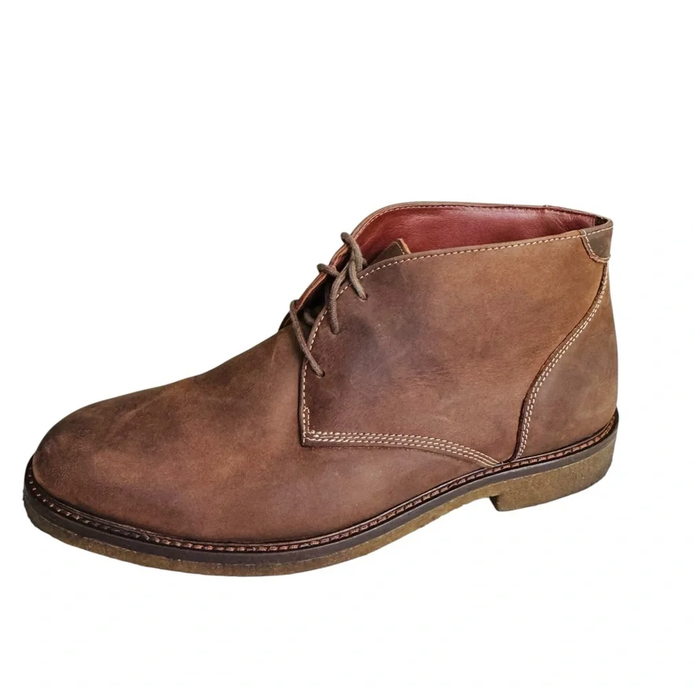 Johnston & Murphy Mens 9M Brown Leather Chukka Boots Crepe Sole